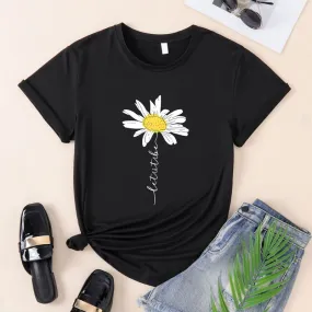 Women's T-shirt Short Sleeve T-Shirts Casual Daisy