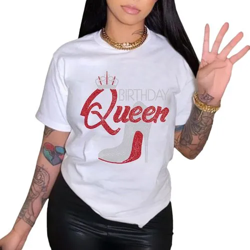 Women's T-shirt Short Sleeve T-Shirts Diamond Streetwear Letter