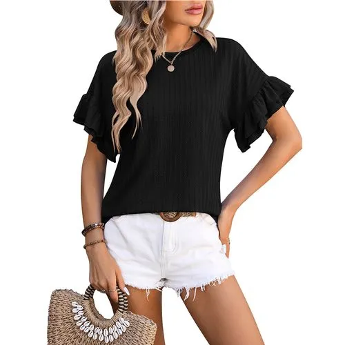 Women's T-shirt Short Sleeve T-Shirts Elegant Solid Color