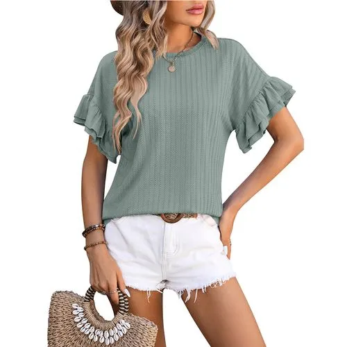 Women's T-shirt Short Sleeve T-Shirts Elegant Solid Color