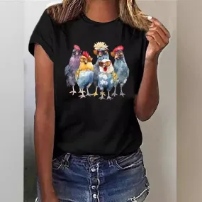 Women's T-shirt Short Sleeve T-Shirts Pastoral Cartoon