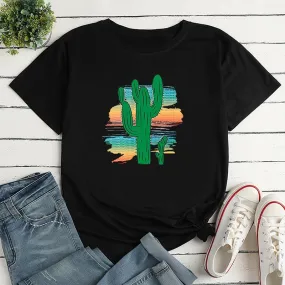 Women's T-shirt Short Sleeve T-shirts Printing Casual Cactus