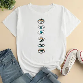 Women's T-shirt Short Sleeve T-shirts Printing Casual Eye