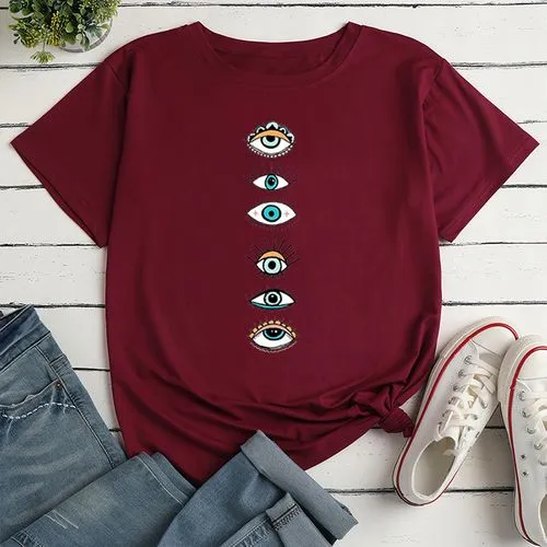 Women's T-shirt Short Sleeve T-shirts Printing Casual Eye