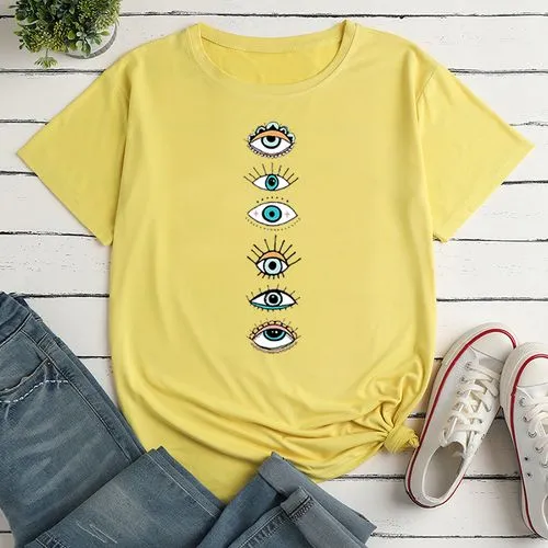 Women's T-shirt Short Sleeve T-shirts Printing Casual Eye