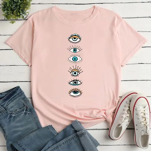 Women's T-shirt Short Sleeve T-shirts Printing Casual Eye