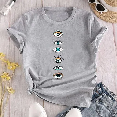 Women's T-shirt Short Sleeve T-shirts Printing Casual Eye