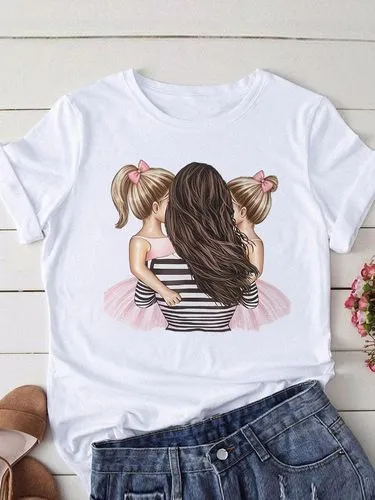 Women's T-shirt Short Sleeve T-Shirts Printing Casual Human Cartoon