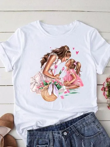 Women's T-shirt Short Sleeve T-Shirts Printing Casual Human Cartoon