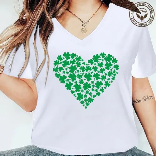 Women's T-shirt Short Sleeve T-Shirts Printing Simple Style Shamrock