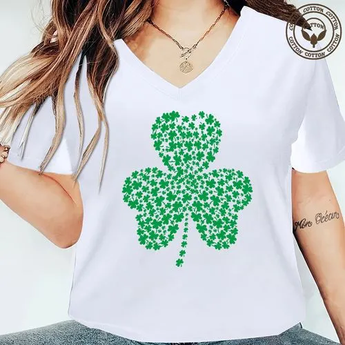 Women's T-shirt Short Sleeve T-Shirts Printing Simple Style Shamrock