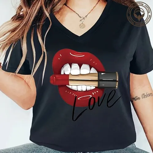 Women's T-shirt Short Sleeve T-Shirts Printing Streetwear Mouth Letter Hand