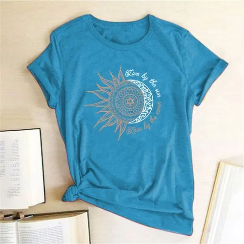 Women's T-shirt Short Sleeve T-shirts Printing Streetwear Sun Letter