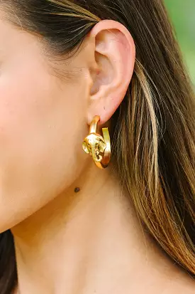 Yochi: Elephant Gold Hoop Earrings