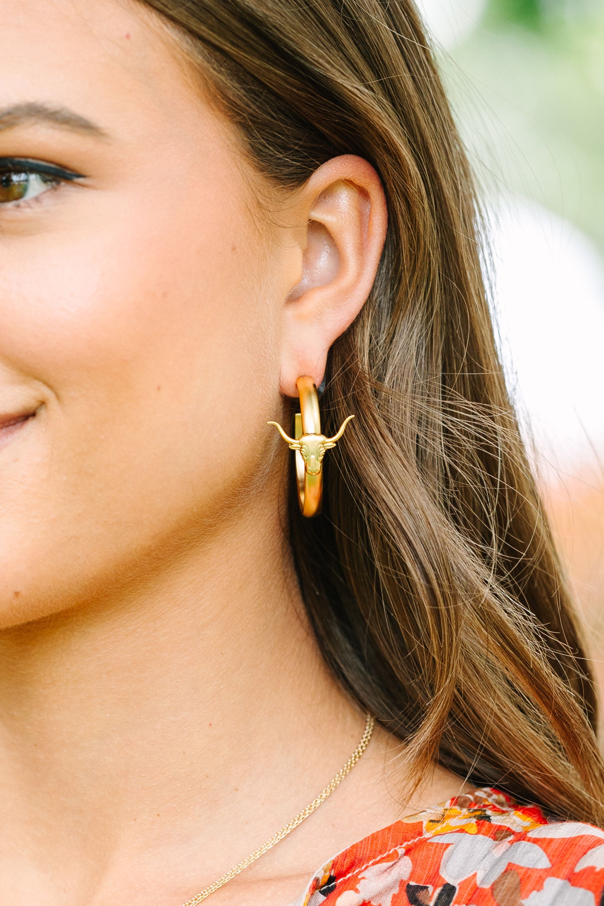 Yochi: Longhorn Gold Hoop Earrings